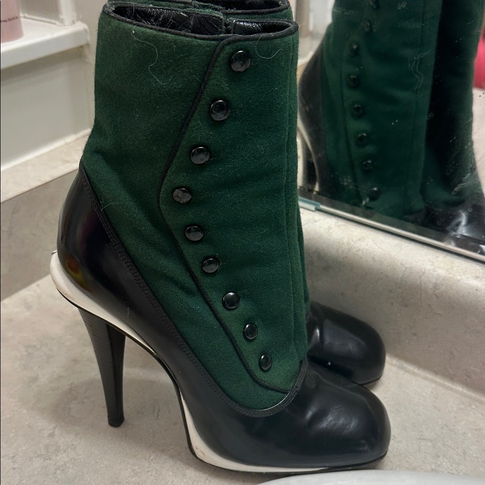 Fendi Green and Black Heeled Boots